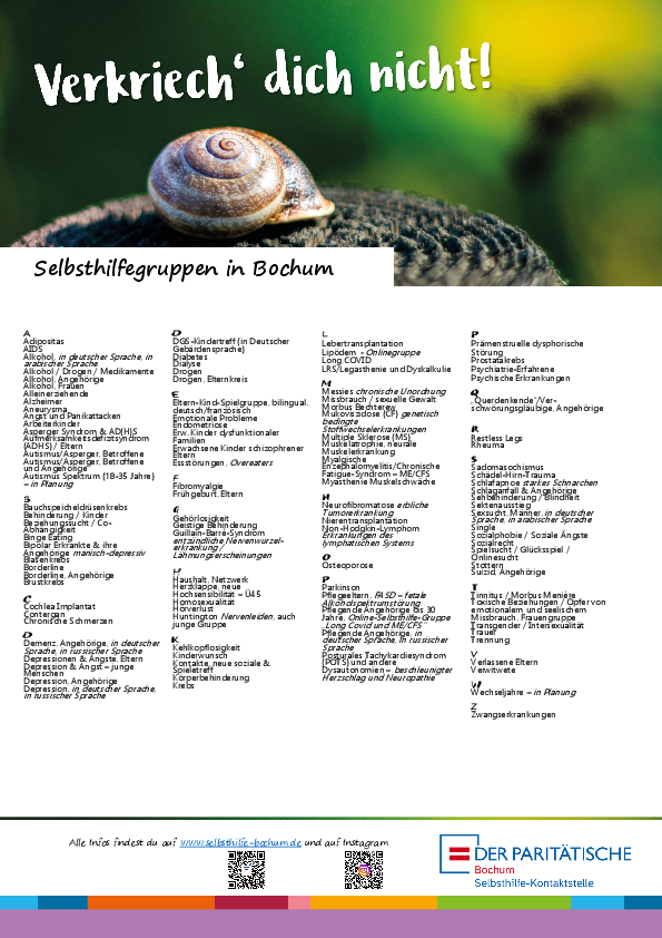 Themenliste Gruppen Selbsthilfe Bochum